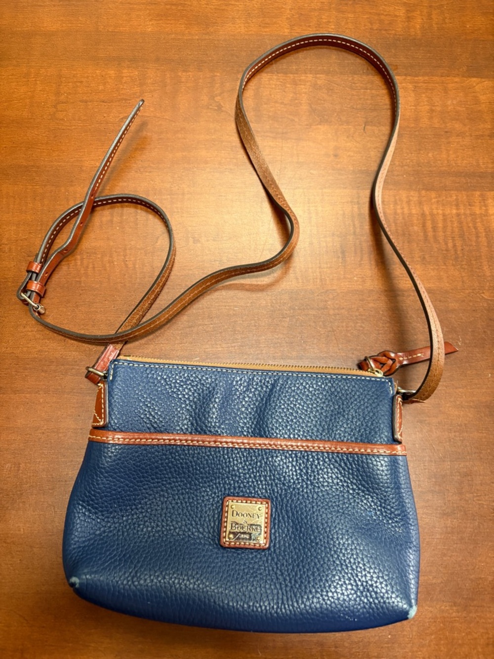 Dooney & Bourke Navy  Crossbody with Brown Trim